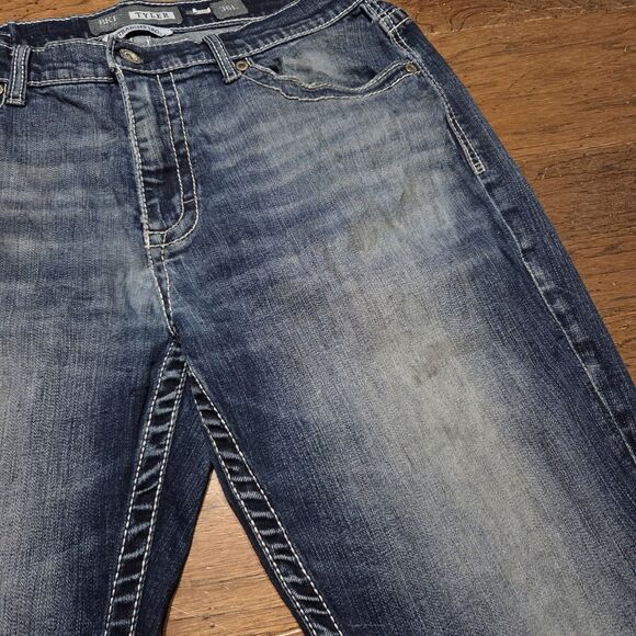 BKE Buckle Tyler Jeans Men 36L 36x36 Blue Straight Leg Denim Western Distressed - Picture 4 of 10